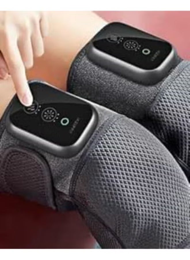 طقم مدلك الركبة اللاسلكي المطور (قطعتين) - دعامة تدليك بالاهتزاز والتدفئة بالأشعة تحت الحمراء قابلة للشحن - جهاز متطور لدعم المفاصل وتخفيف الإجهاد اليومي - Image 1